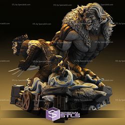 Wolverine and Sabretooth Diorama Bust Ready to 3D Print