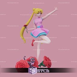 Tsukino Usagi Sailor Moon and Flowers 3D Model