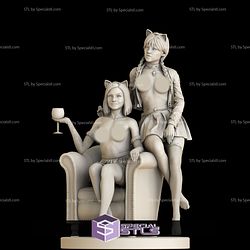 Wednesday and Enid Sofa NSFW 3D Printing Figurine