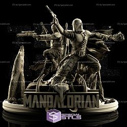 Diorama Boba Fett and Mandalorian 3D Print Starwars - Base Diorama