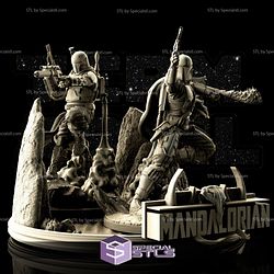 Diorama Boba Fett and Mandalorian 3D Print Starwars
