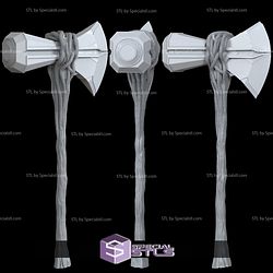 Cosplay STL Files Thor Stormbreaker Axe With Engravings Straight Handle