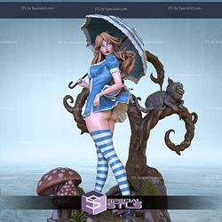Alice Waifu V4 3D Printing Figurine Alice in Wonderland STL Files