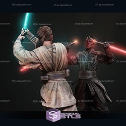 Darth Maul Fighting Young Obi Wan Starwars 3D Printing Figurine - Base Diorama