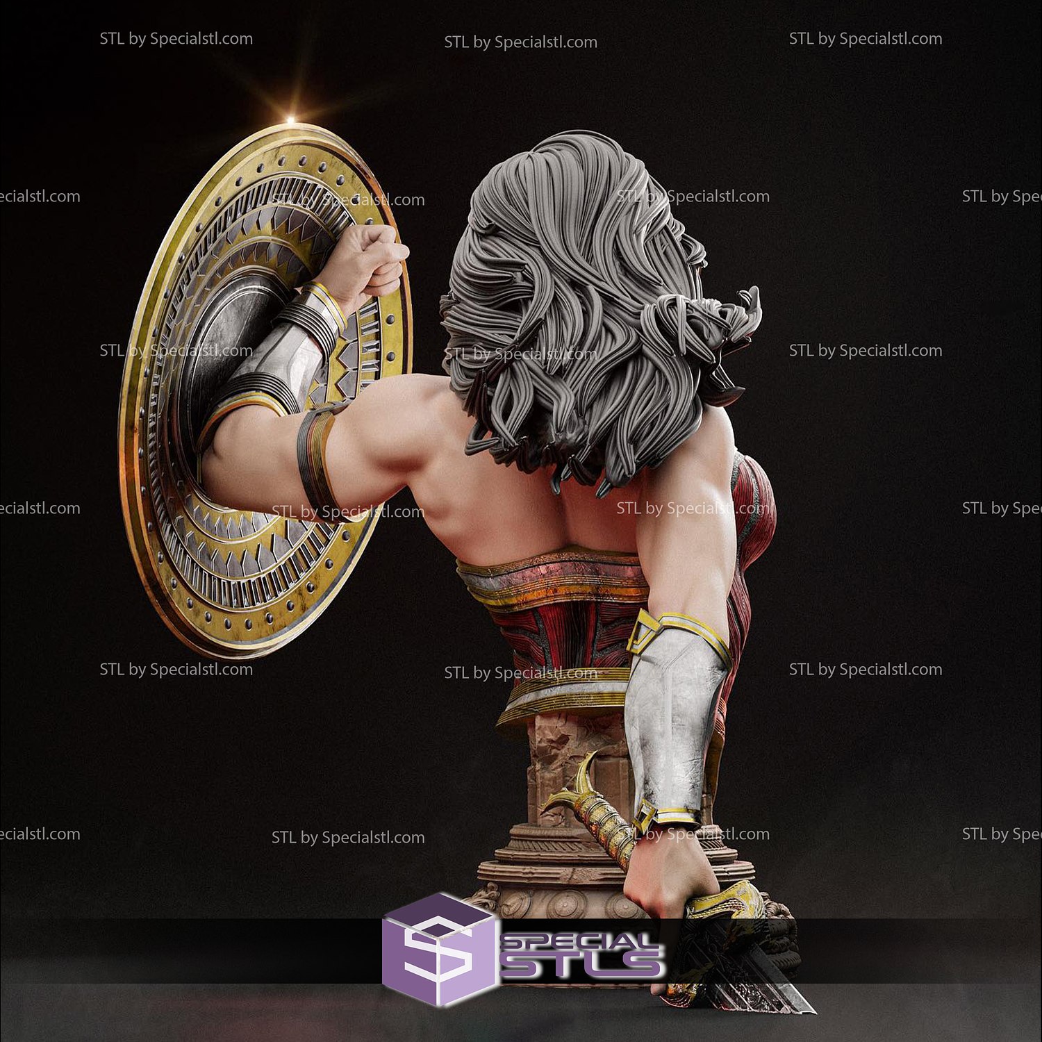 Wonder Woman Warrior in Battle Bust 3D Printing Figurine