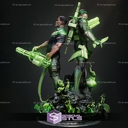 Green Lantern and John Stuart Diorama Ready to 3D Print 3D Printing Figurine - Base Diorama